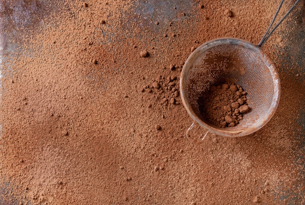 Cacao en poudre comme fond