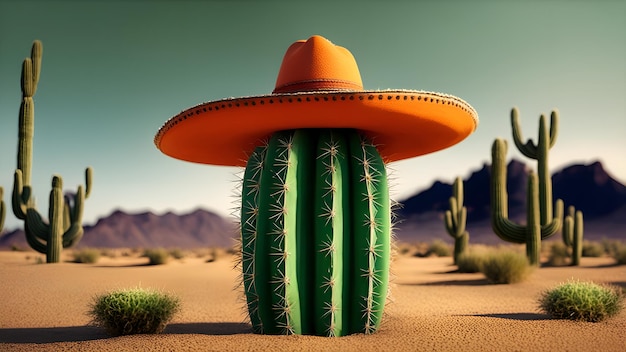 un cactus avec un chapeau