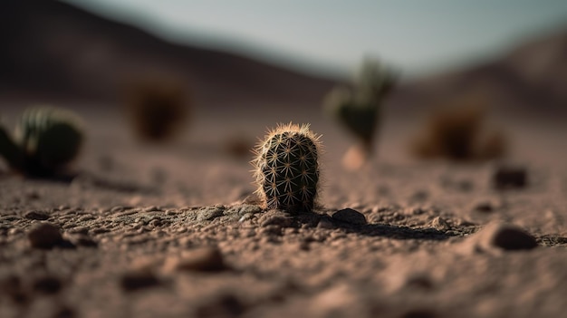 Un cactus dans le désert avec un fond de désert