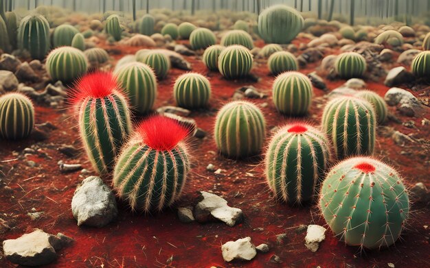 Des cactus dans une ferme de cactus