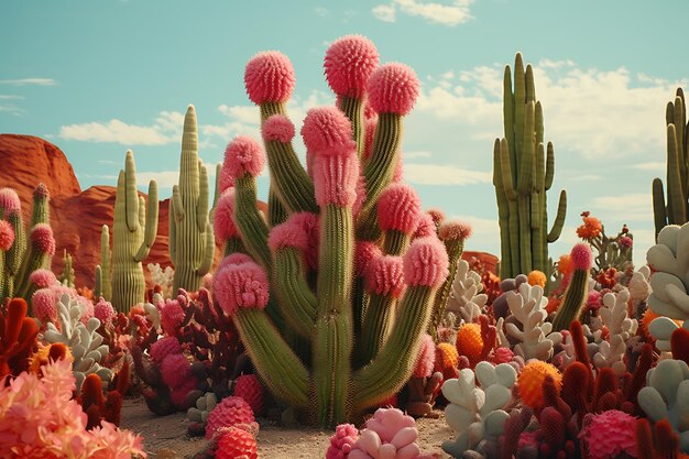 Cactus dans le jardin botanique gros plan de cactus avec fleur