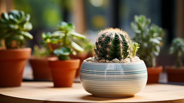 cactus dans un petit bol sur blanc