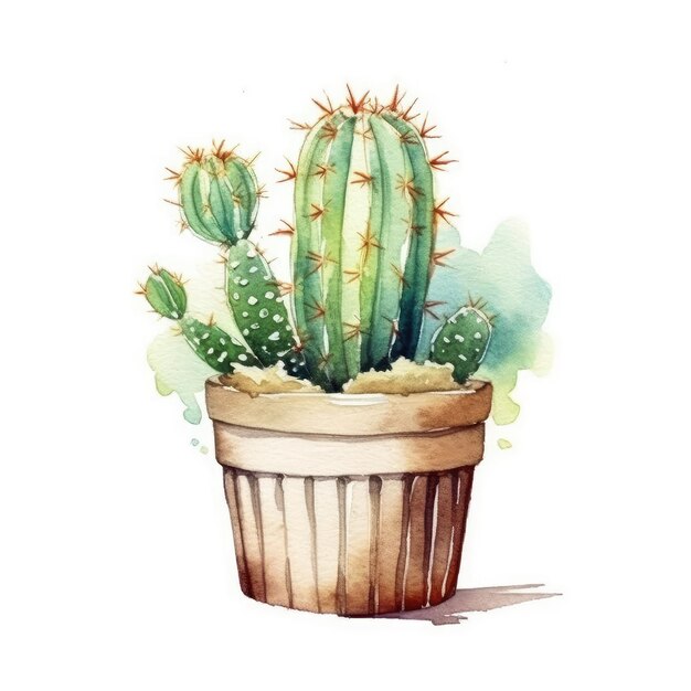 Photo cactus dans un style d'aquarelle de planteur