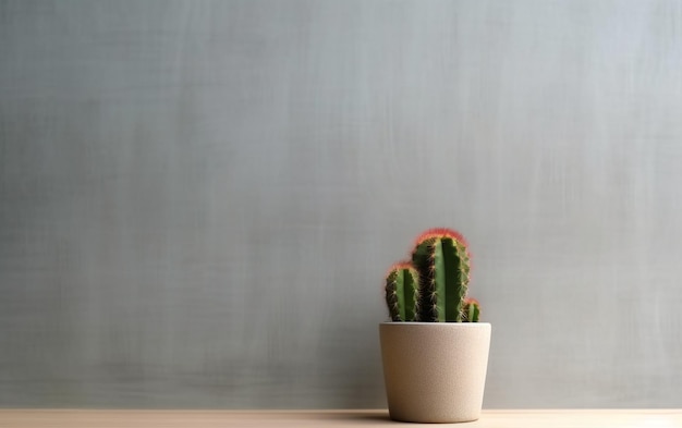 Un cactus sur une étagère sur un fond blanc du mur