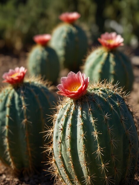 Photo un cactus avec une fleur rose au milieu