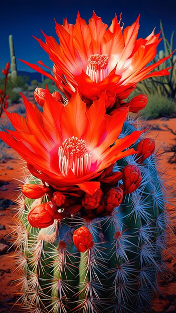 un cactus avec des fleurs rouges et un caktus avec les mots pétales dessus