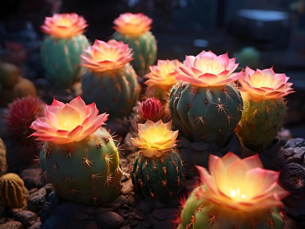 Photo cactus avec des fleurs