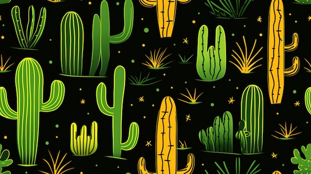 un cactus sur un fond noir.