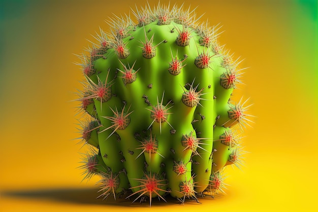 un cactus avec plusieurs épines sur un fond vibrant