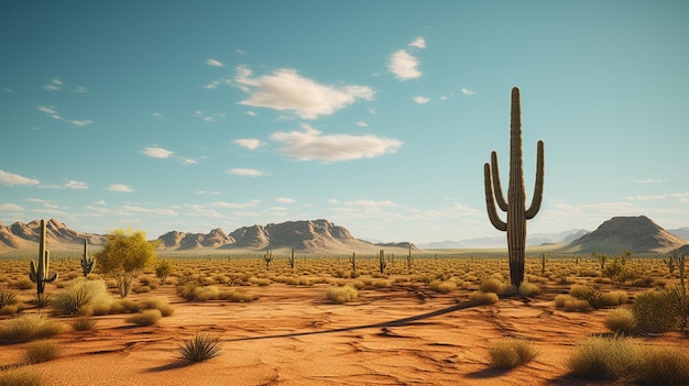 Un cactus saguaro dans le désert