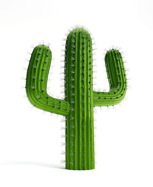 Cactus vert avec des épines acérées isolé sur blanc