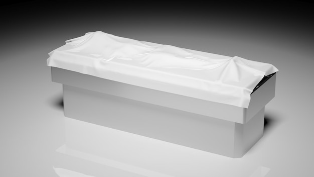 Photo cadavre sous drap blanc sur table d'autopsie