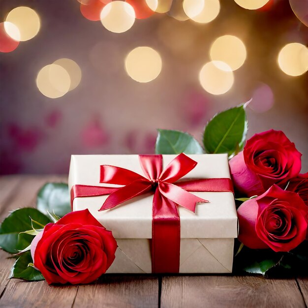 Photo un cadeau d'amour et de roses