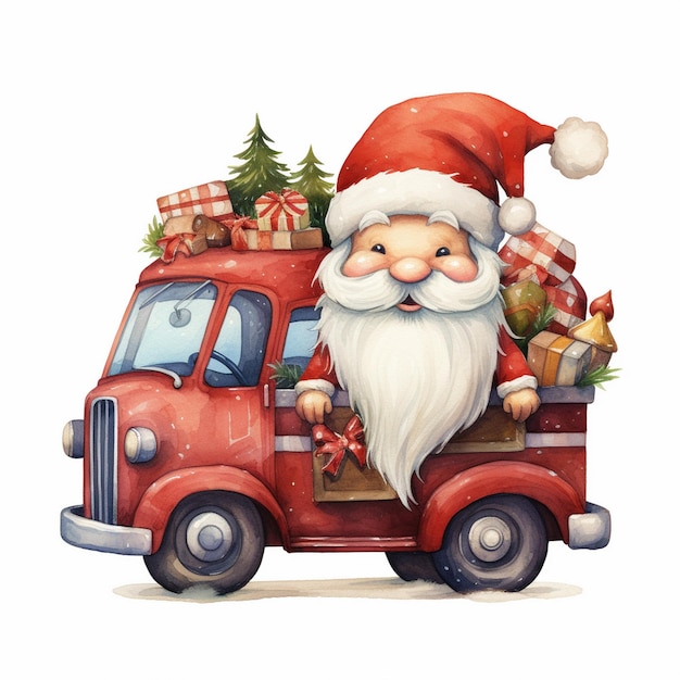 Cadeau de Noël, gnome, camion Clipart