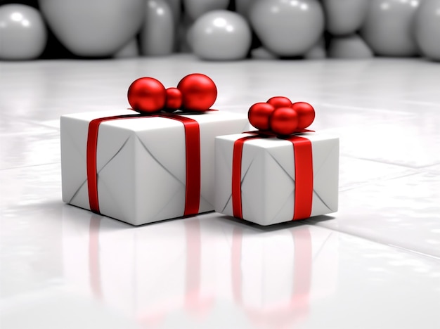 Cadeau de Noël surprise rouge emballage blanc boîte isolée présent ruban IA générative