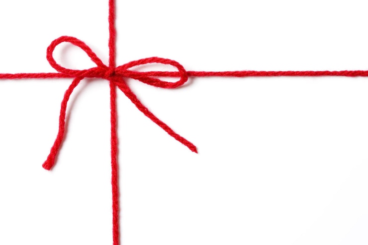 Photo cadeau avec un nœud rouge