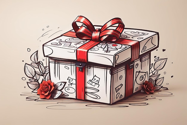 Des cadeaux charmants Des boîtes à cadeaux dessinées à la main