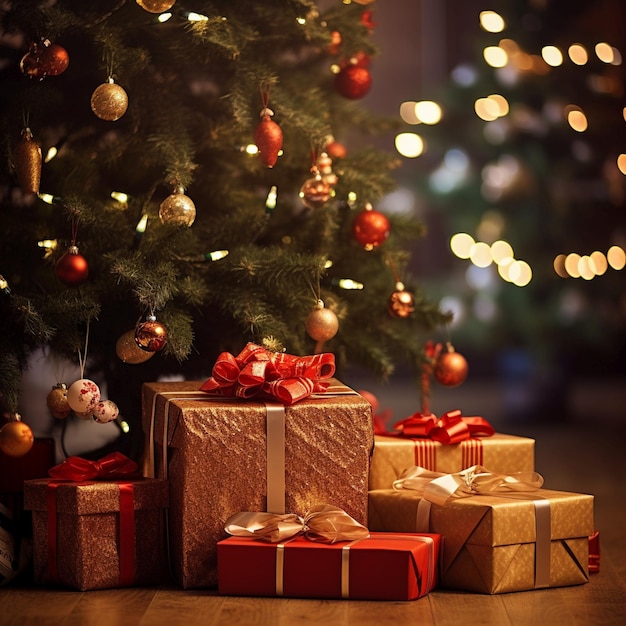 Des cadeaux de Noël sous l'arbre de Noël