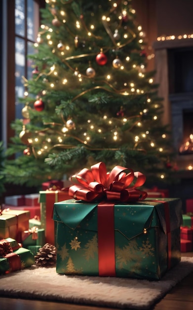 Des cadeaux de Noël sous un arbre