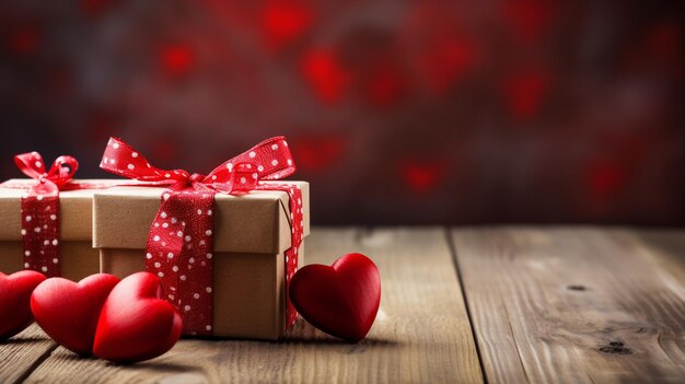 Les cadeaux de la Saint-Valentin sont faits de feutre et de décor sur fond de bois.