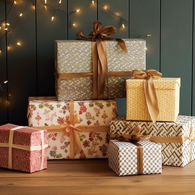 Des cadeaux de vacances et des cadeaux de style cottage de campagne emballés en boîtes cadeaux pour le jour de la boxe Noël Jour de la Saint-Valentin et jours fériés vente d'achats idée de livraison de boîte de beauté