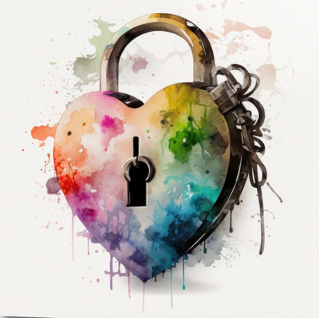 Cadenas d'amour aquarelle Illustration AI GenerativexA