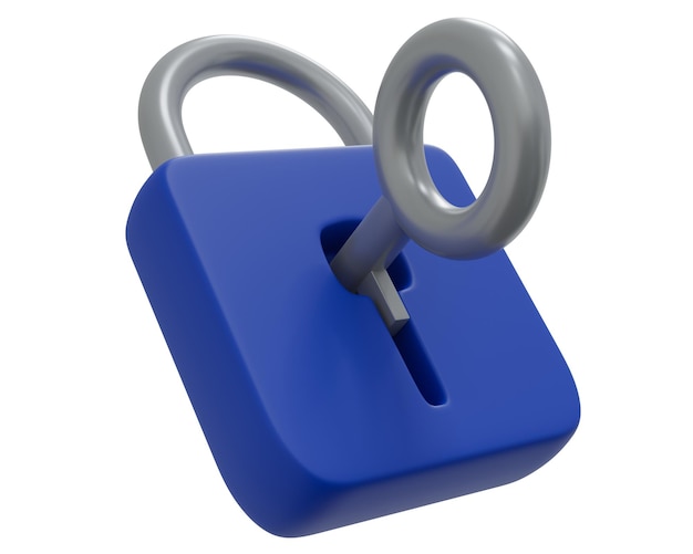 Cadenas bleu rendu 3d isolé