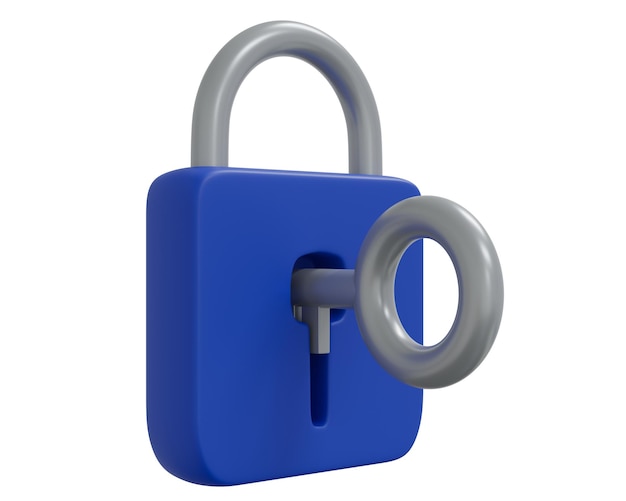 Cadenas bleu rendu 3d isolé