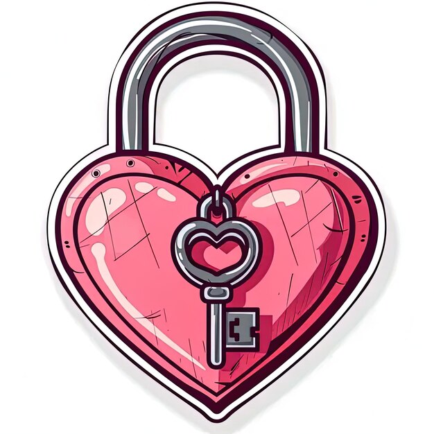Un cadenas en forme de cœur rose avec une clé