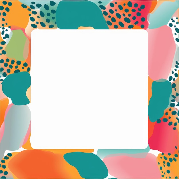 Photo un cadre abstrait avec des taches de peinture colorées sur un fond blanc