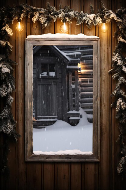 Photo le cadre de l'affiche d'hiver vide de noël