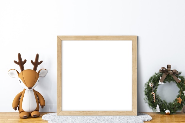 Cadre d'affiche maquette dans la chambre des enfants et cadre en bois