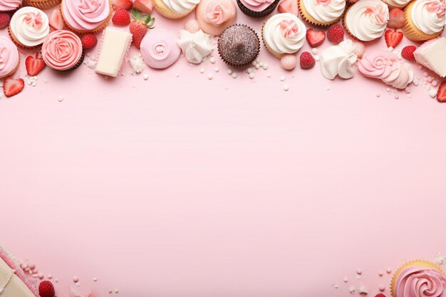 Photo cadre alimentaire avec des cupcakes