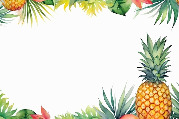 cadre d'ananas aquarell avec espace de copie