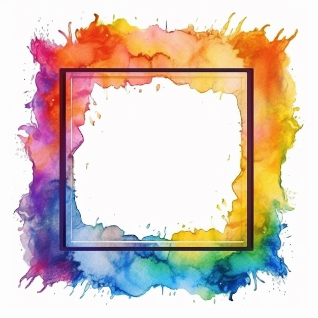 Un cadre d'aquarelle coloré avec un carré dessus