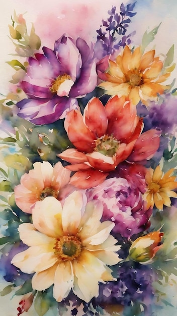 Cadre d'aquarelle avec des fleurs