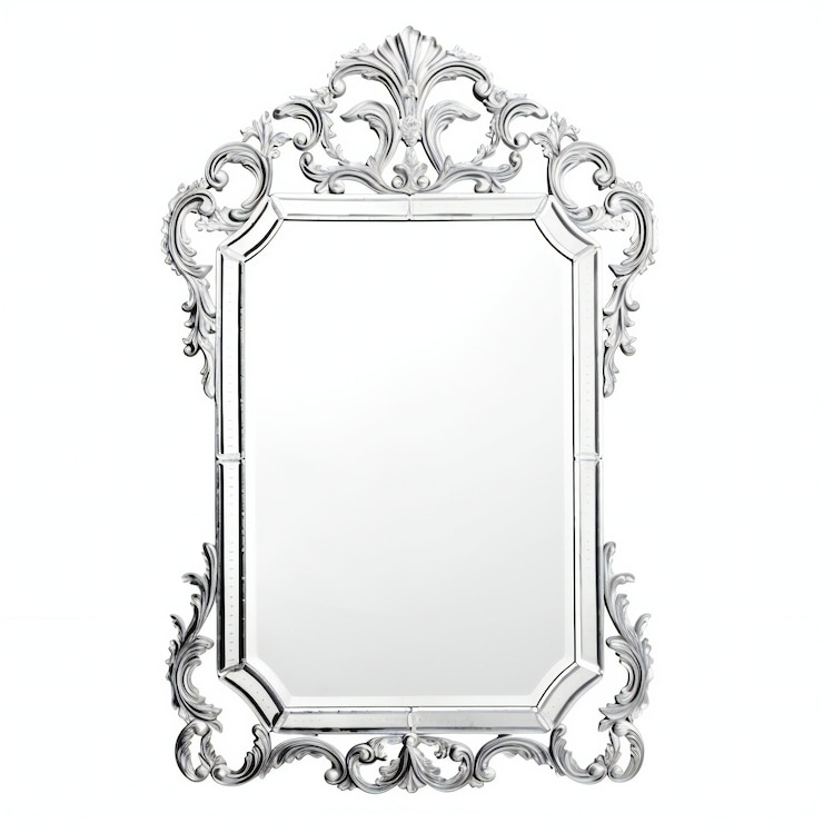 Photo cadre argenté pour peintures, miroirs ou photos isolées sur fond blanc