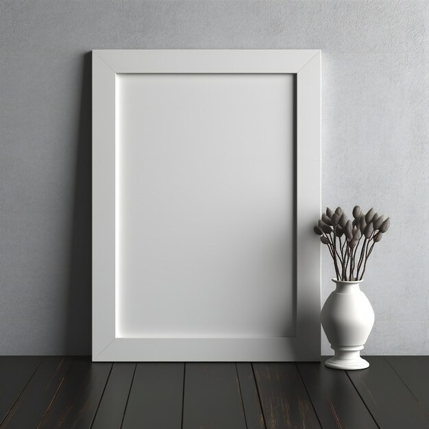 Cadre d'art photo blanc blanc mock-up vitrine de conception sur le mur moderne