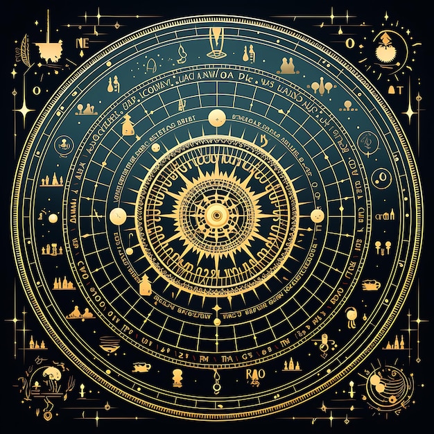 Cadre d'astrologie médiévale découpé au laser Cnc présentant les signes du zodiaque B céleste contour plat du tatouage