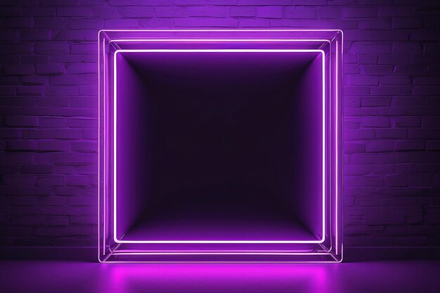Un cadre au néon violet avec un fond violet