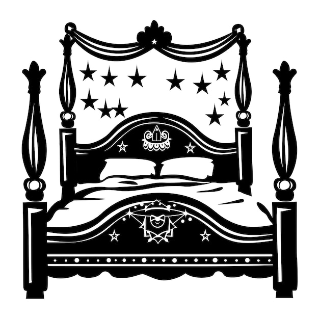 Cadre de l'auberge d'art CNC avec conception de lit et symboles d'étoiles pour la décoration tatouage de contour découpé CNC