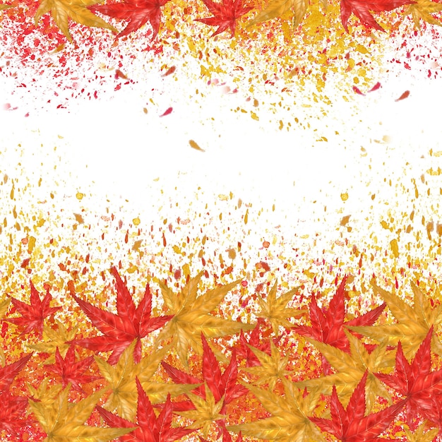 Cadre d'automne aquarelle de feuilles d'érable rouges et orange