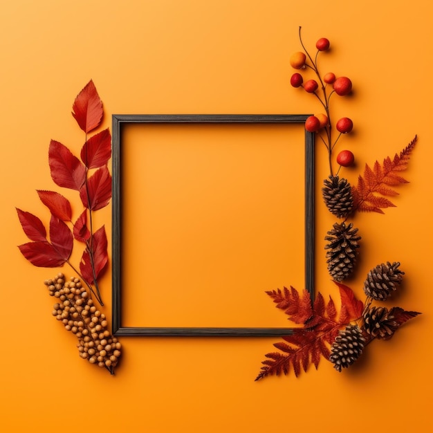 Cadre d'automne avec des feuilles qui tombent Illustration AI GenerativexA