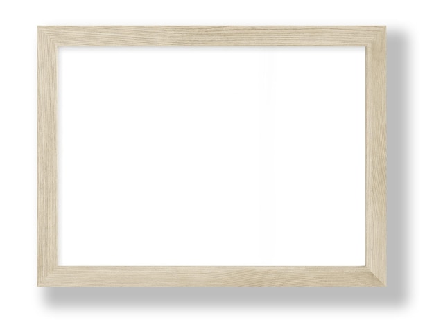 Un cadre blanc avec une bordure en bois clair.