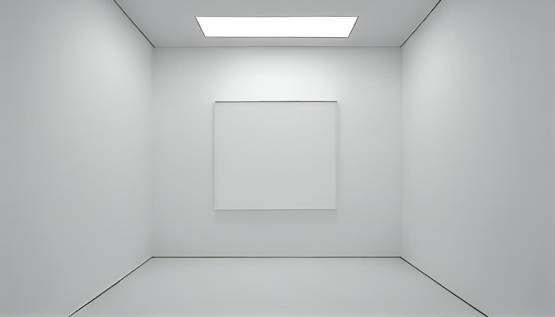 Cadre blanc carré vide minimal photo mock up accroché sur fond de mur blanc avec fenêtre ombre et lumière ai générative