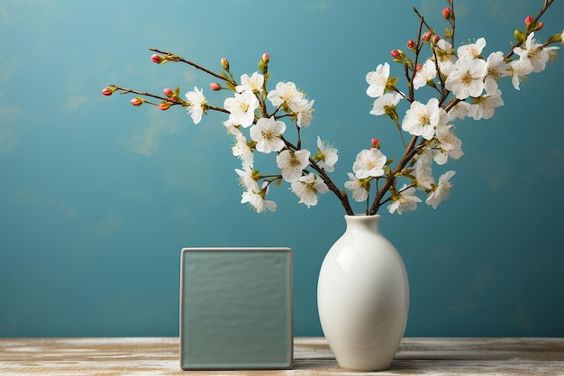Un cadre blanc chic et minimaliste avec des vases de fleurs