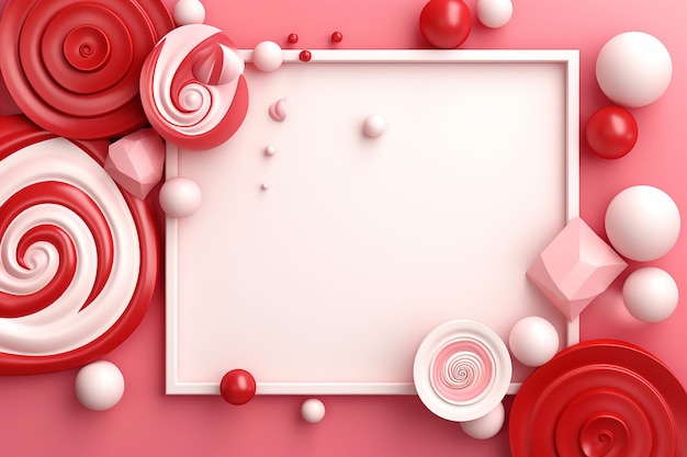 cadre blanc avec fond d'écran de bonbons de Noël rouge et blanc