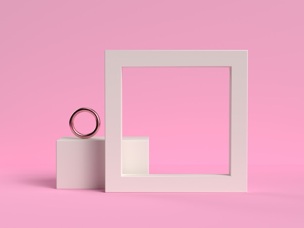 Photo cadre blanc sur fond rose