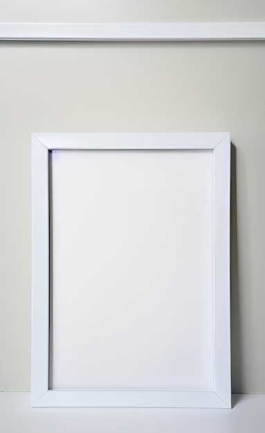 Un cadre blanc sur un mur avec un fond blanc.