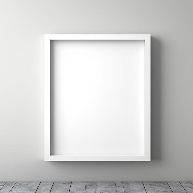 un cadre blanc sur un mur gris avec une image d'un cadre blanc